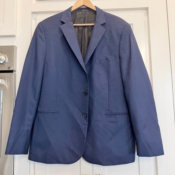 Vera Wang Other - Vera Wang Black Navy Blue 100% Wool 46R Slim Fit Super 120s Suit Jacket